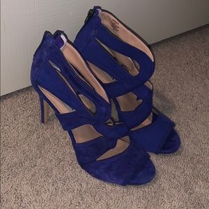 Blue suede heels size 8.5